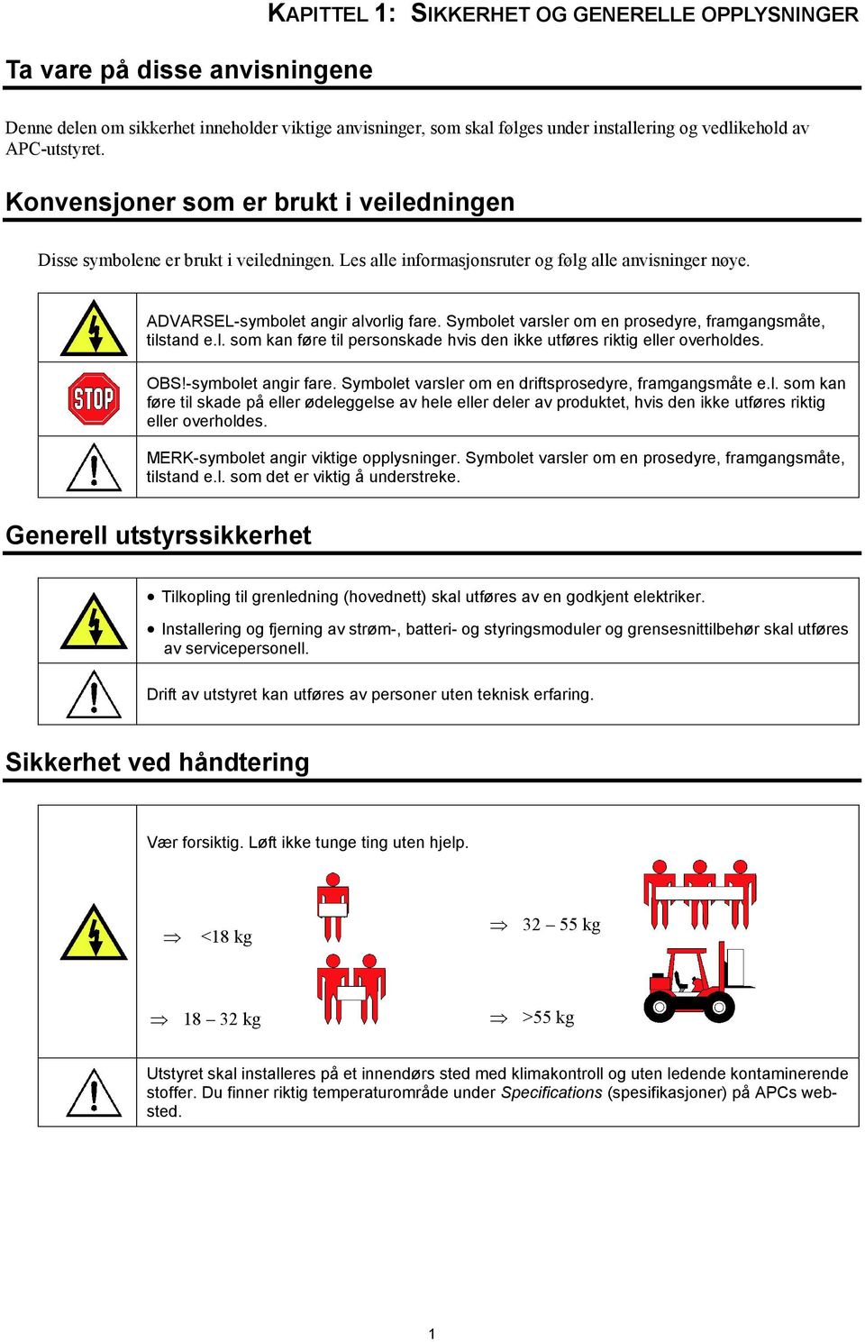 Symbolet varsler om en prosedyre, framgangsmåte, tilstand e.l. som kan føre til personskade hvis den ikke utføres riktig eller overholdes. OBS!-symbolet angir fare.