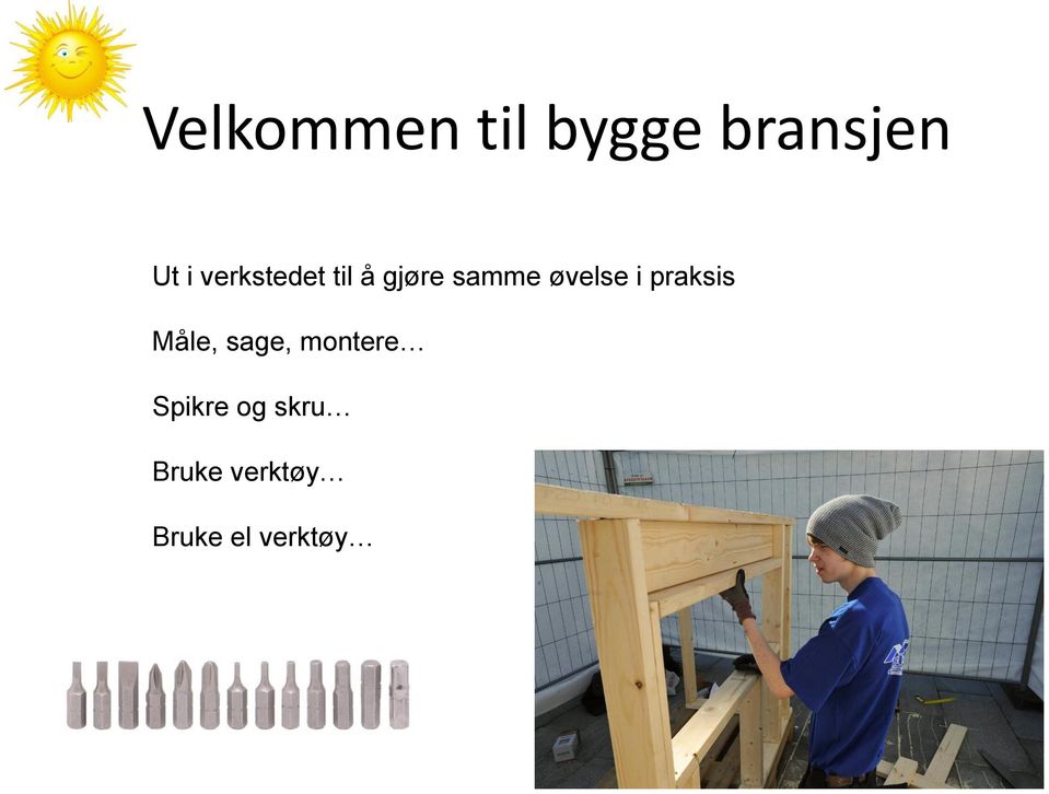 sage, montere Spikre og skru