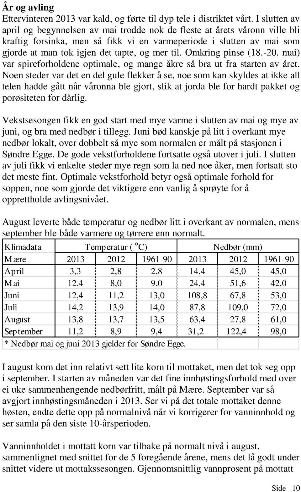 til. Omkring pinse (18.-20. mai) var spireforholdene optimale, og mange åkre så bra ut fra starten av året.