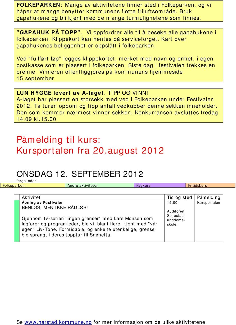 Ved fullført løp legges klippekortet, merket med navn og enhet, i egen postkasse som er plassert i folkeparken. Siste dag i festivalen trekkes en premie.