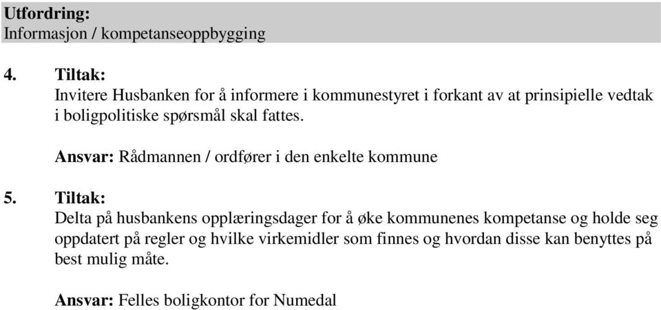 spørsmål skal fattes. Ansvar: Rådmannen / ordfører i den enkelte kommune 5.