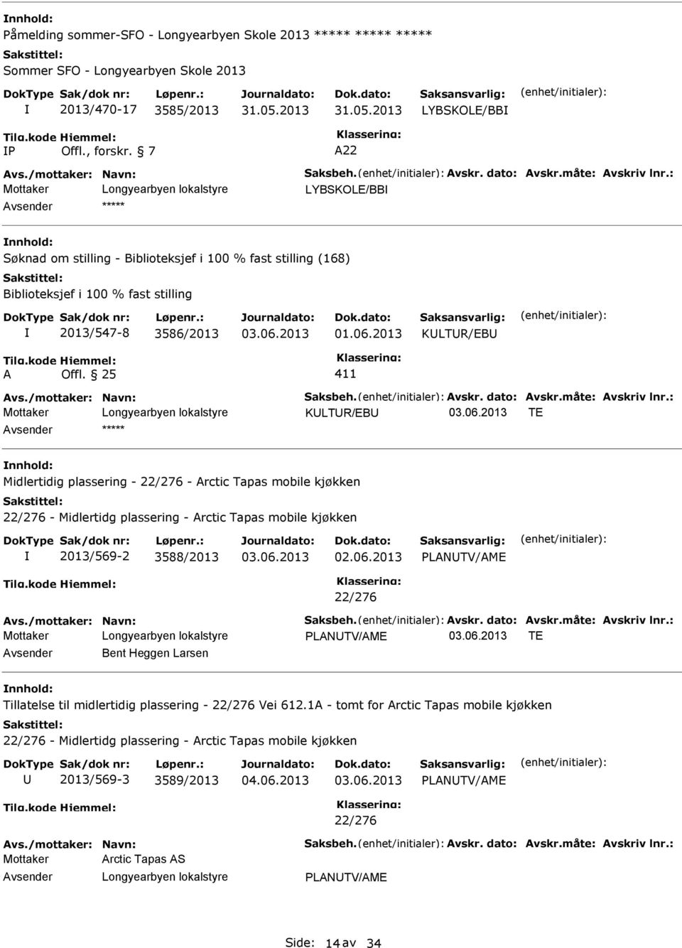 Avskr. dato: Avskr.måte: Avskriv lnr.: KLTR/ TE Midlertidig plassering - 22/276 - Arctic Tapas mobile kjøkken 22/276 - Midlertidg plassering - Arctic Tapas mobile kjøkken 2013/569-2 3588/2013 02.06.