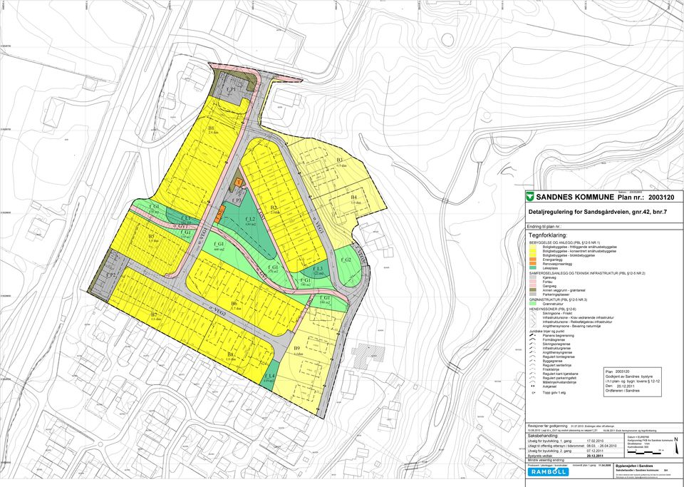 Ordføreren i Sandnes Godkjent av Sandnes Tegnforklaring: bystyre i.h.t plan- og bygn. lovens 12-12 BEBYGGELSE OG ANLEGG (PBL 12-5 NR.1) Den:.