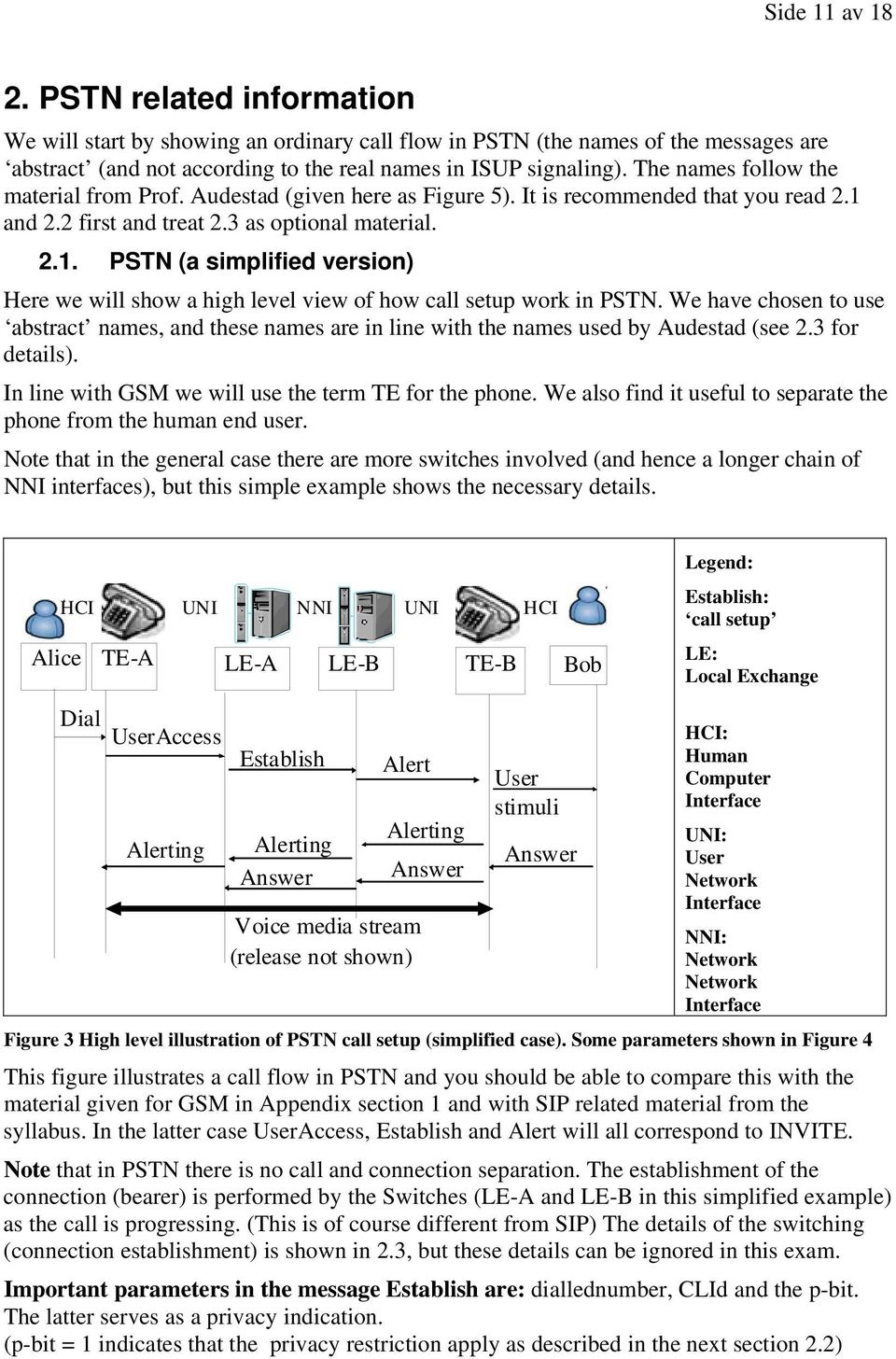 and 2.2 first and treat 2.3 as optional material. 2.1. PSTN (a simplified version) Here we will show a high level view of how call setup work in PSTN.