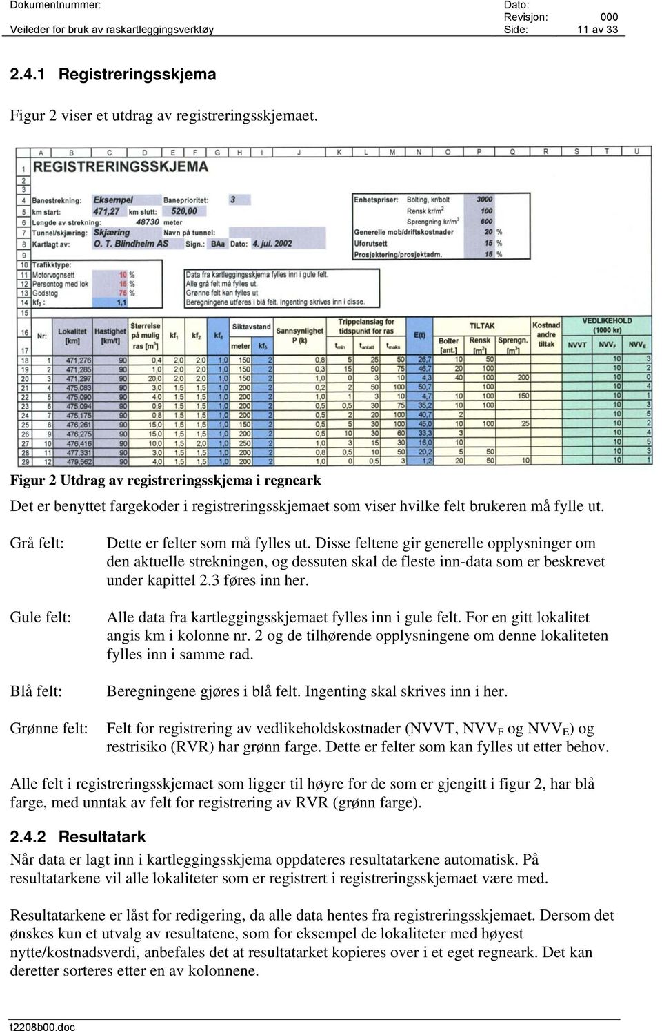 Grå felt: Gule felt: Blå felt: Grønne felt: Dette er felter som må fylles ut.