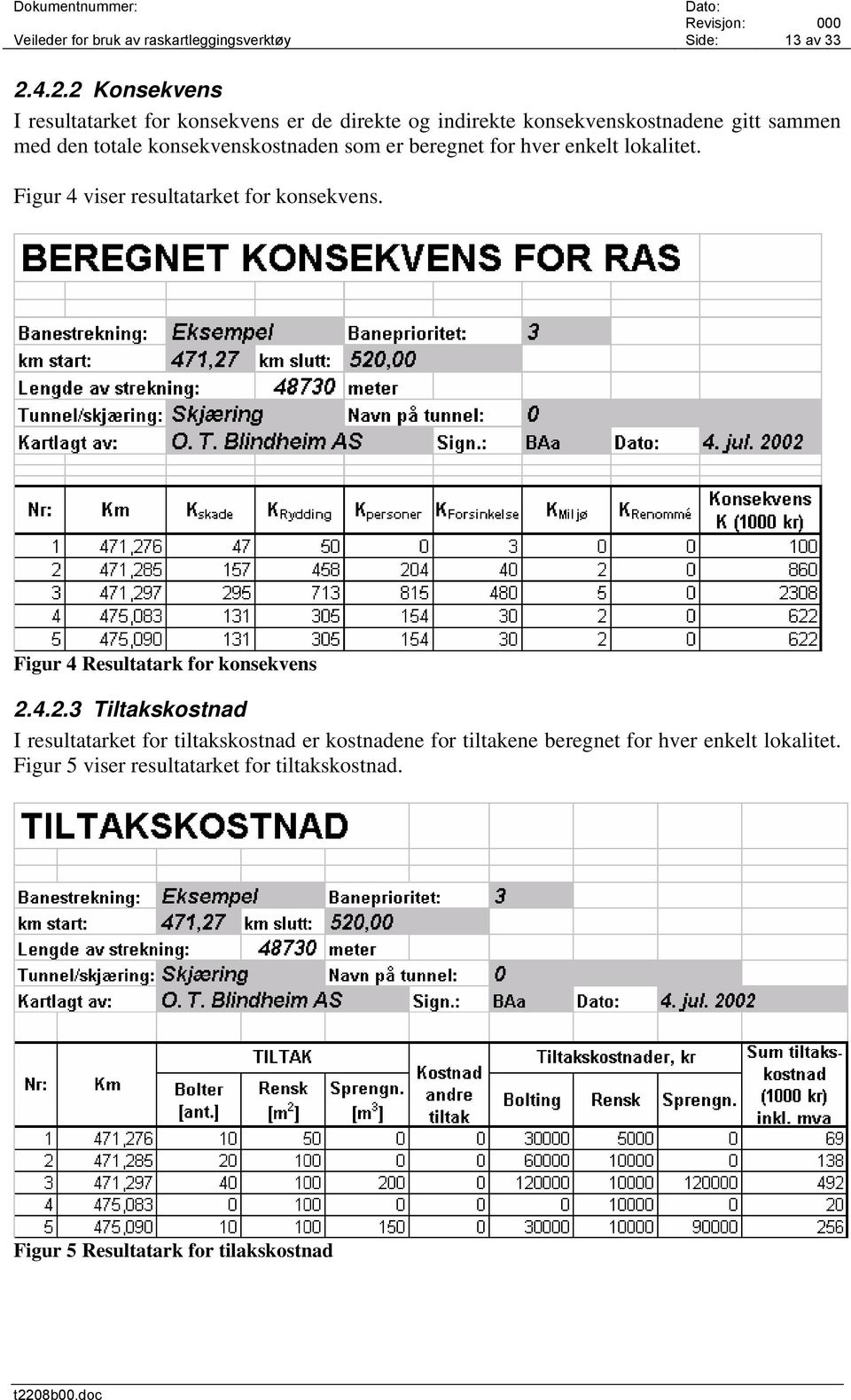 konsekvenskostnaden som er beregnet for hver enkelt lokalitet. Figur 4 viser resultatarket for konsekvens.