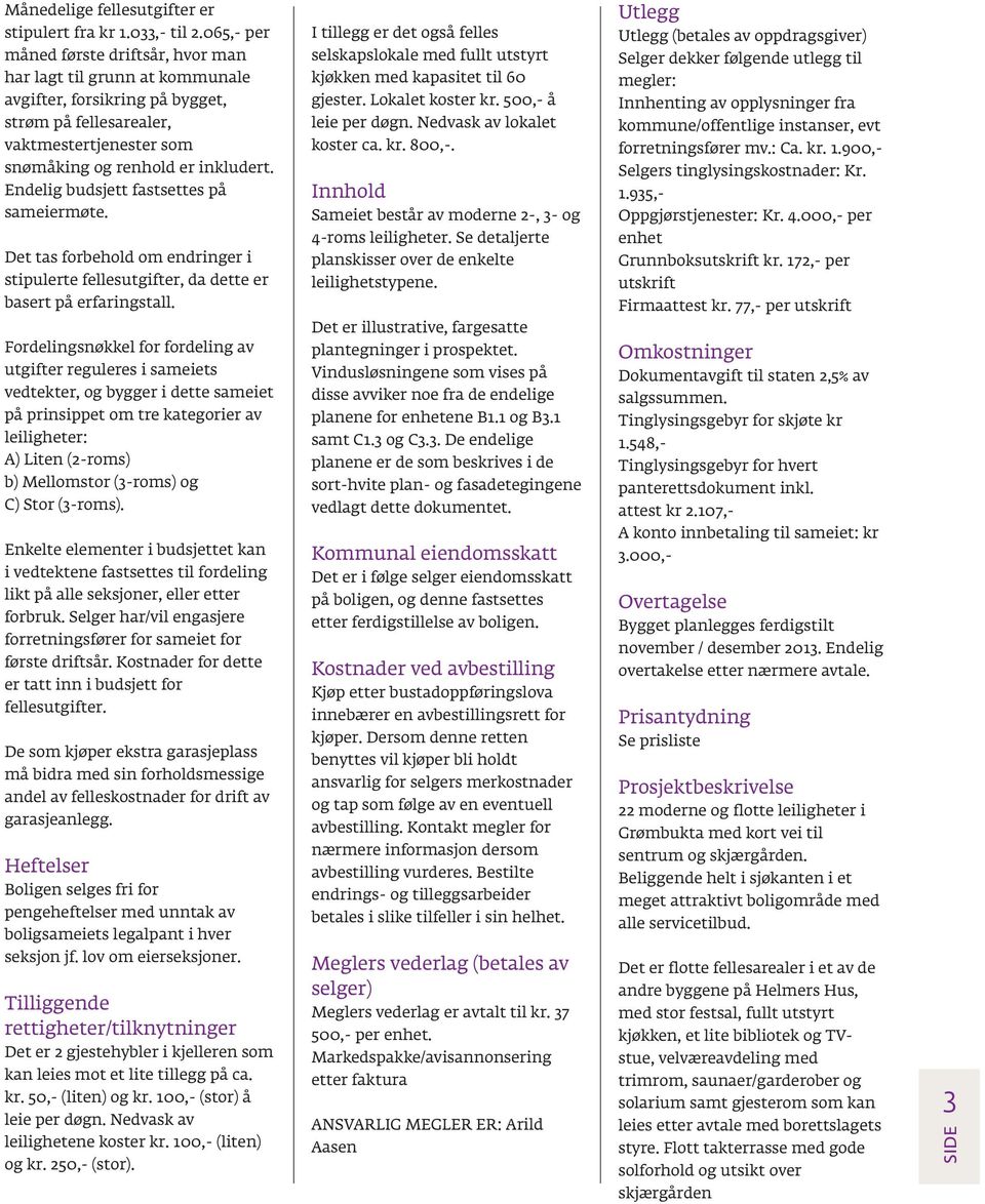 Endelig budsjett fastsettes på sameiermøte. I tillegg er det også felles selskapslokale med fullt utstyrt kjøkken med kapasitet til 60 gjester. Lokalet koster kr. 500,- å leie per døgn.