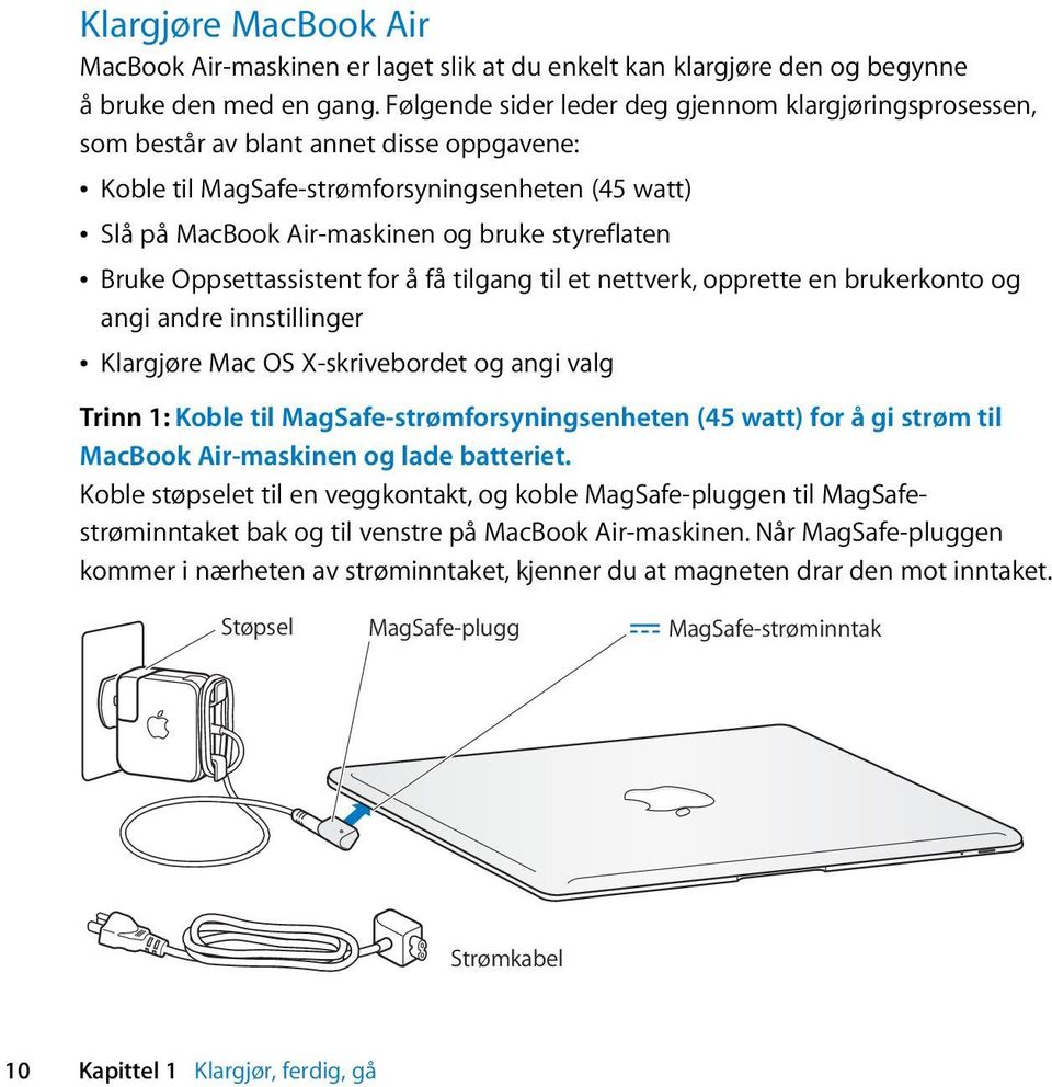 styreflaten Â Bruke Oppsettassistent for å få tilgang til et nettverk, opprette en brukerkonto og angi andre innstillinger Â Klargjøre Mac OS X-skrivebordet og angi valg Trinn 1: Koble til