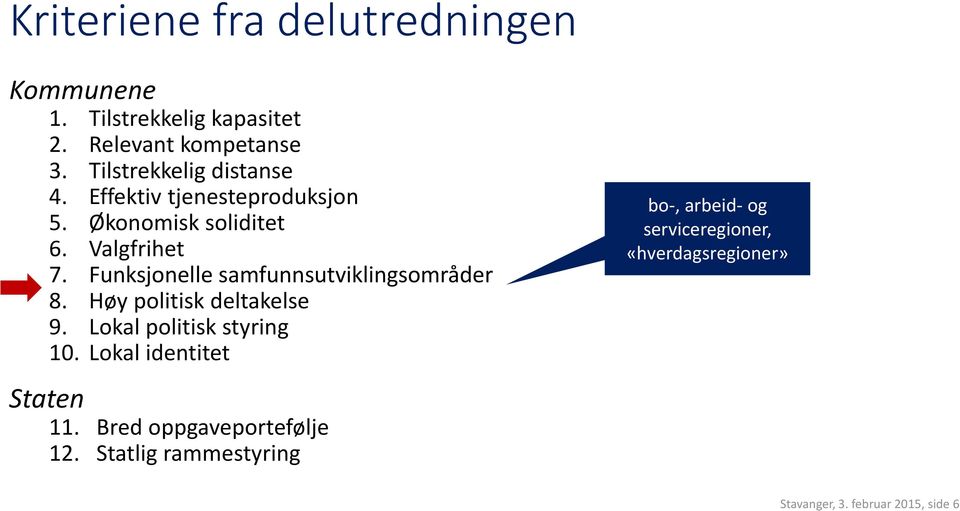 Funksjonelle samfunnsutviklingsområder 8. Høy politisk deltakelse 9. Lokal politisk styring 10.