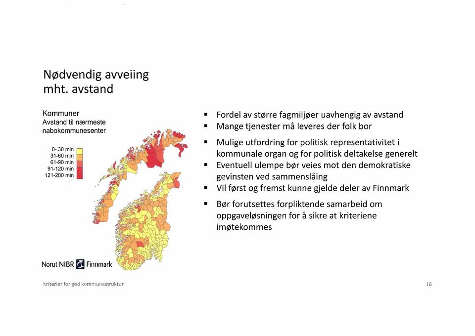 avstand Mange tjenester m5 leveres der folk bor Mulige utfordring for politisk representativitet i kommunale organ og for politisk deltakelse generelt