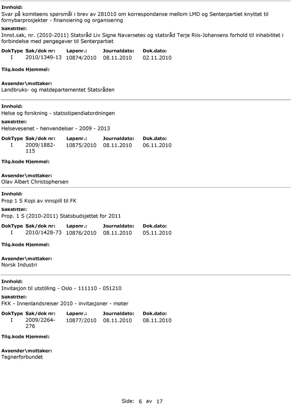 11.2010 Olav Albert Christophersen Prop 1 S Kopi av innspill til FK Prop.