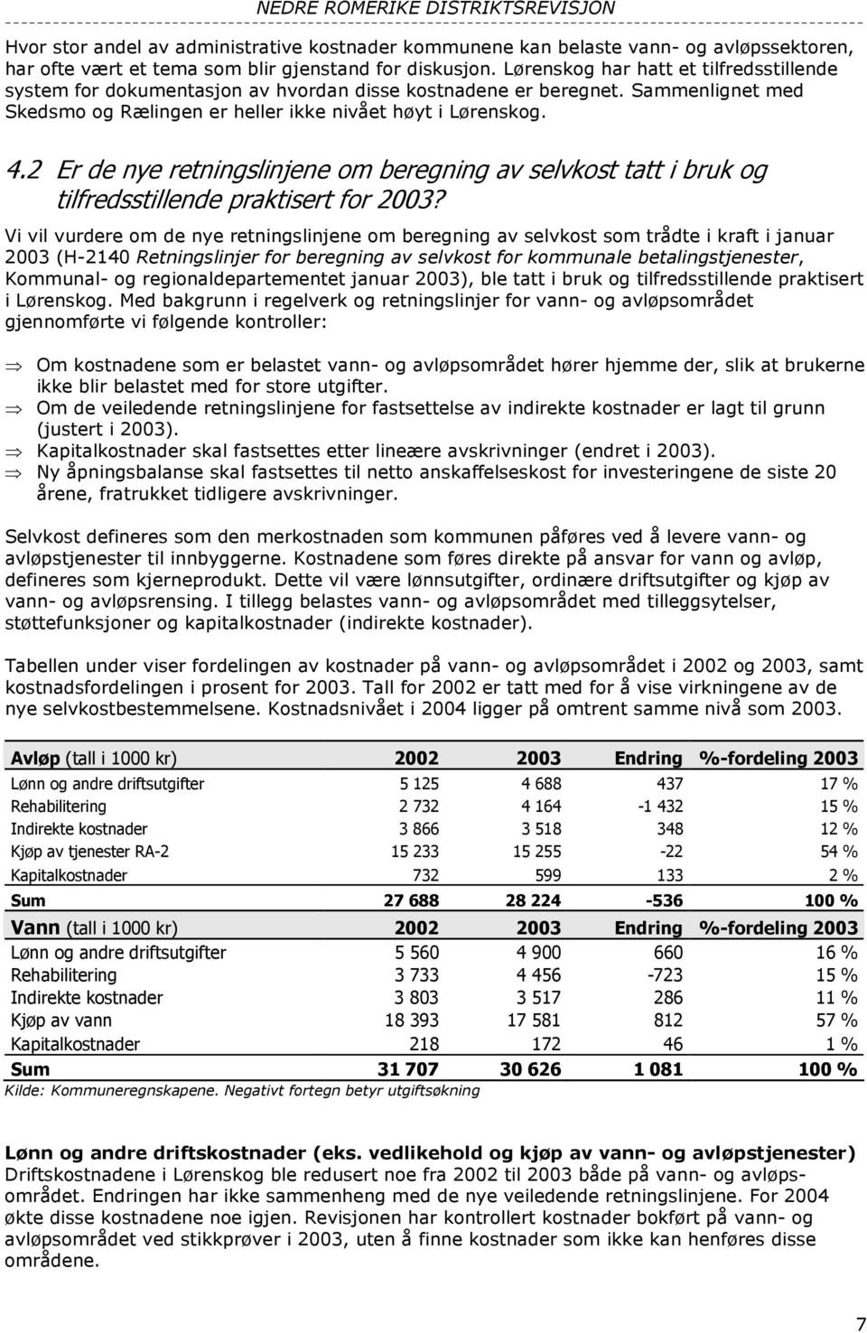 2 Er de nye retningslinjene om beregning av selvkost tatt i bruk og tilfredsstillende praktisert for 2003?