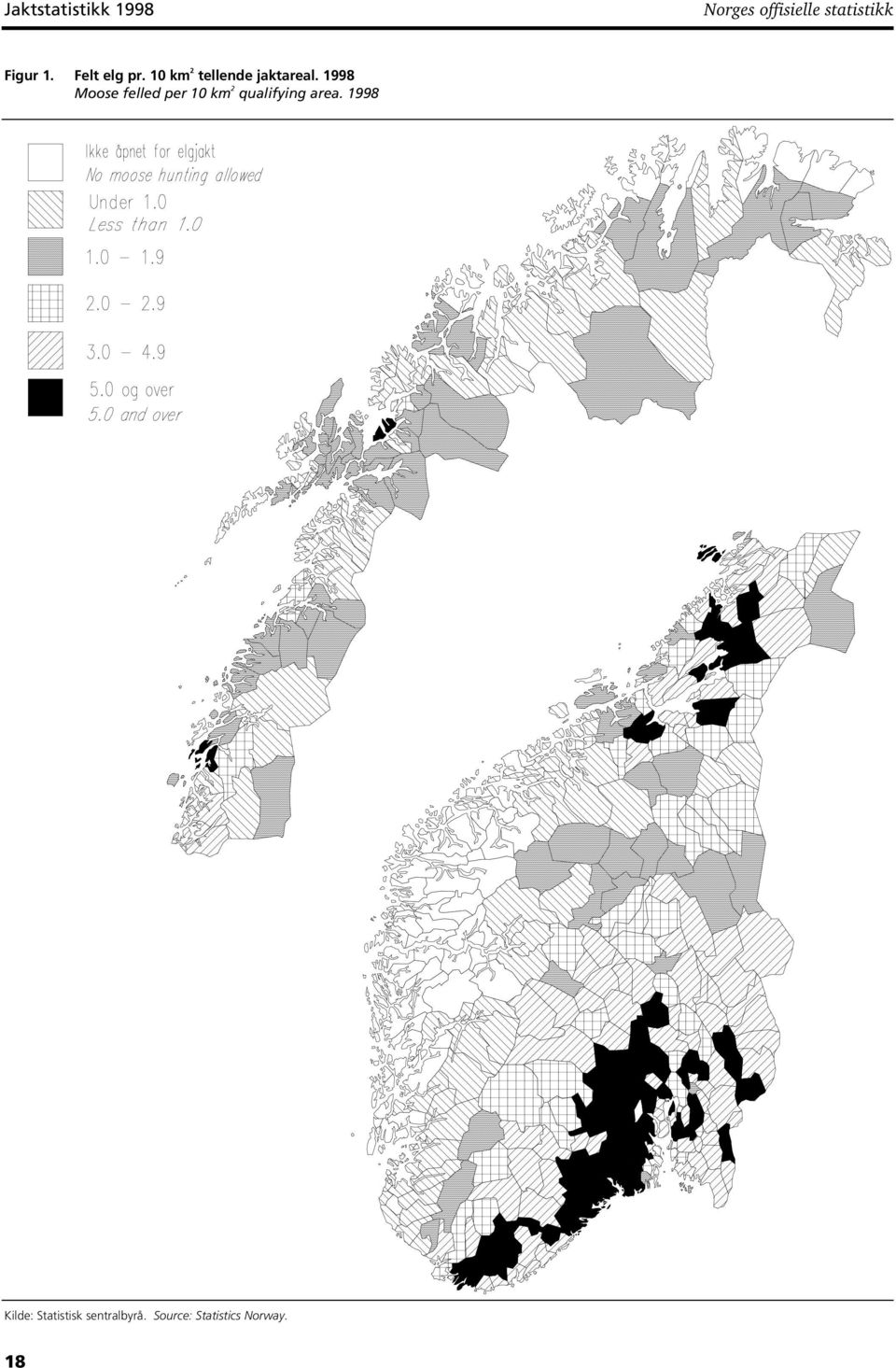 998 Moose felled per 0 km 2 qualifying area.