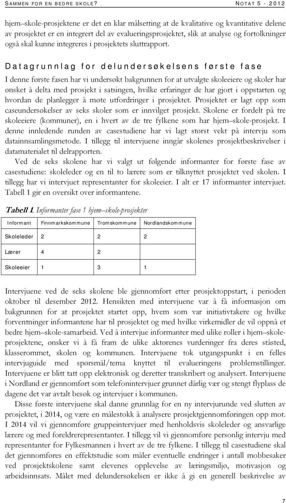 også skal kunne integreres i prosjektets sluttrapport.