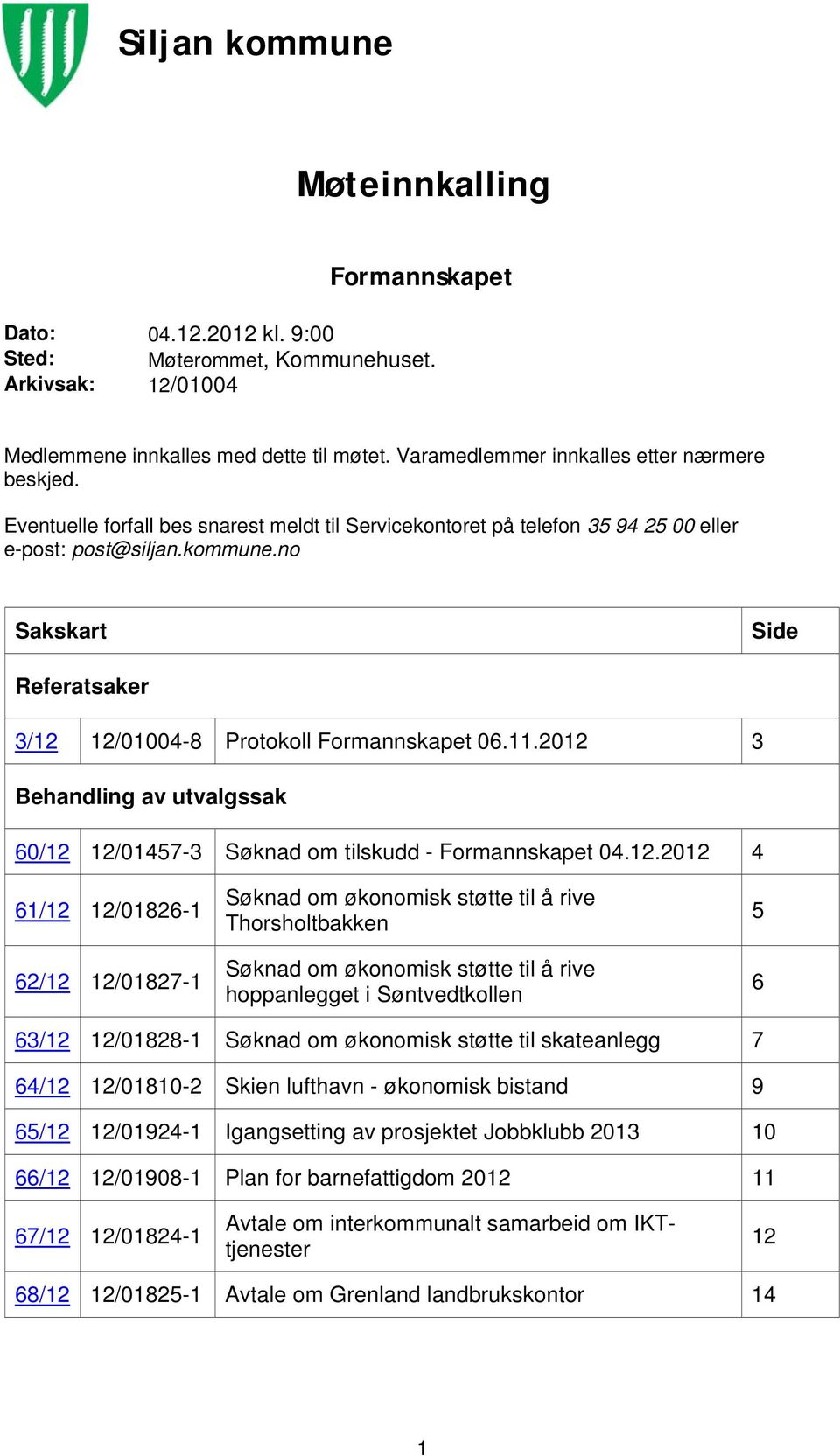 no Sakskart Side Referatsaker 3/12 