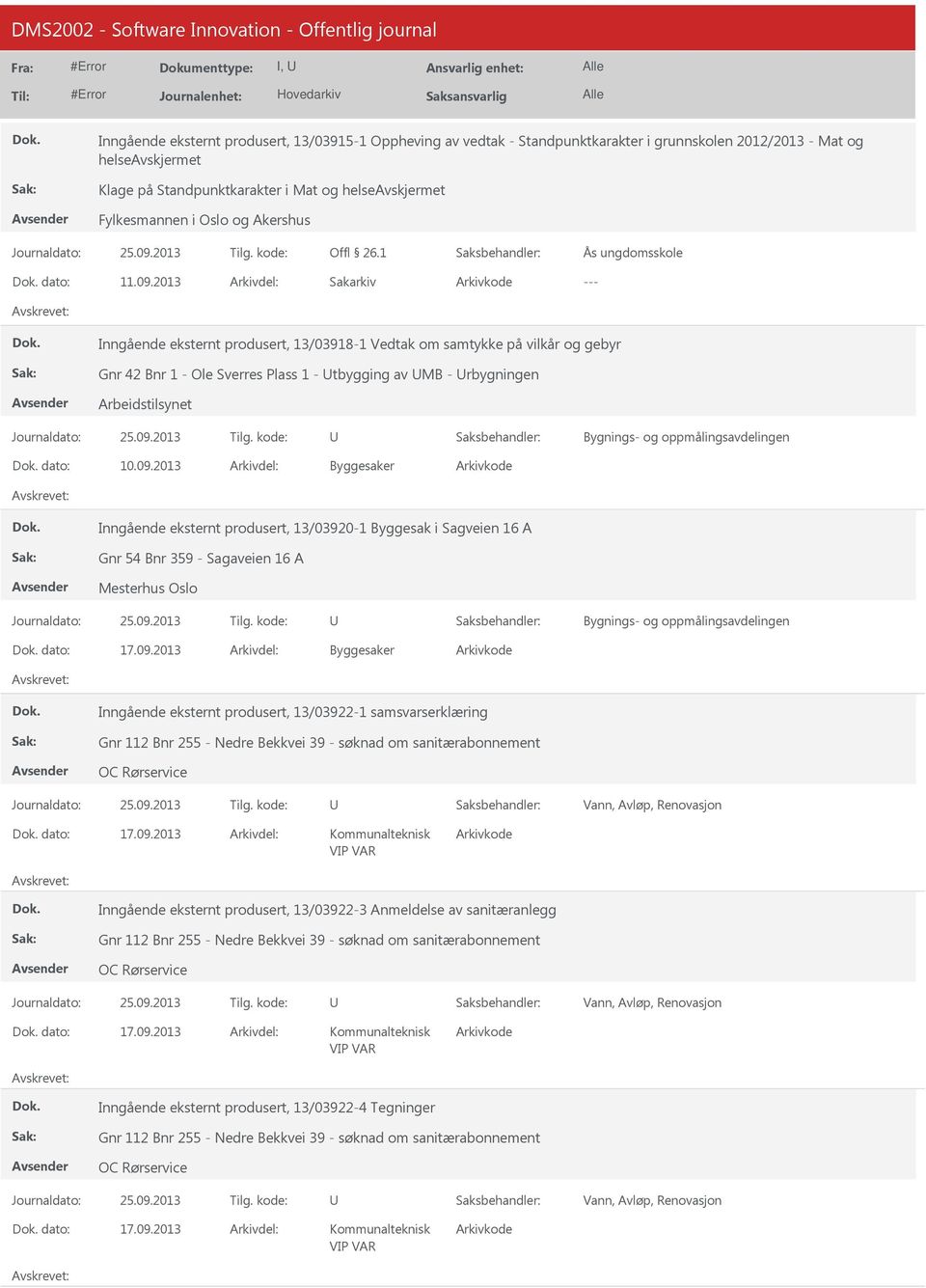 1 Ås ungdomsskole dato: Sakarkiv Inngående eksternt produsert, 13/03918-1 Vedtak om samtykke på vilkår og gebyr Gnr 42 Bnr 1 - Ole Sverres Plass 1 - tbygging av MB - rbygningen Arbeidstilsynet dato: