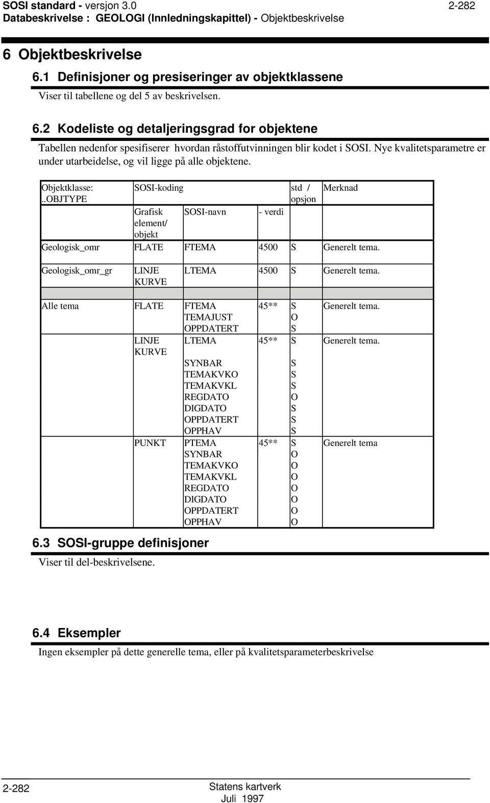 2 Kodeliste og detaljeringsgrad for objektene Tabellen nedenfor spesifiserer hvordan råstoffutvinningen blir kodet i I. Nye kvalitetsparametre er under utarbeidelse, og vil ligge på alle objektene.