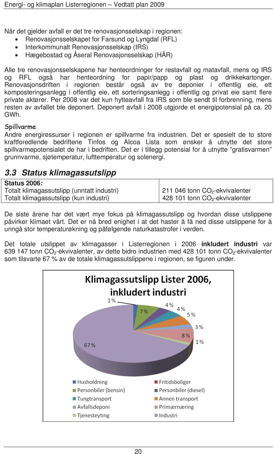 Renovasjonsdriften i regionen består også av tre deponier i offentlig eie, ett komposteringsanlegg i offentlig eie, ett sorteringsanlegg i offentlig og privat eie samt flere private aktører.