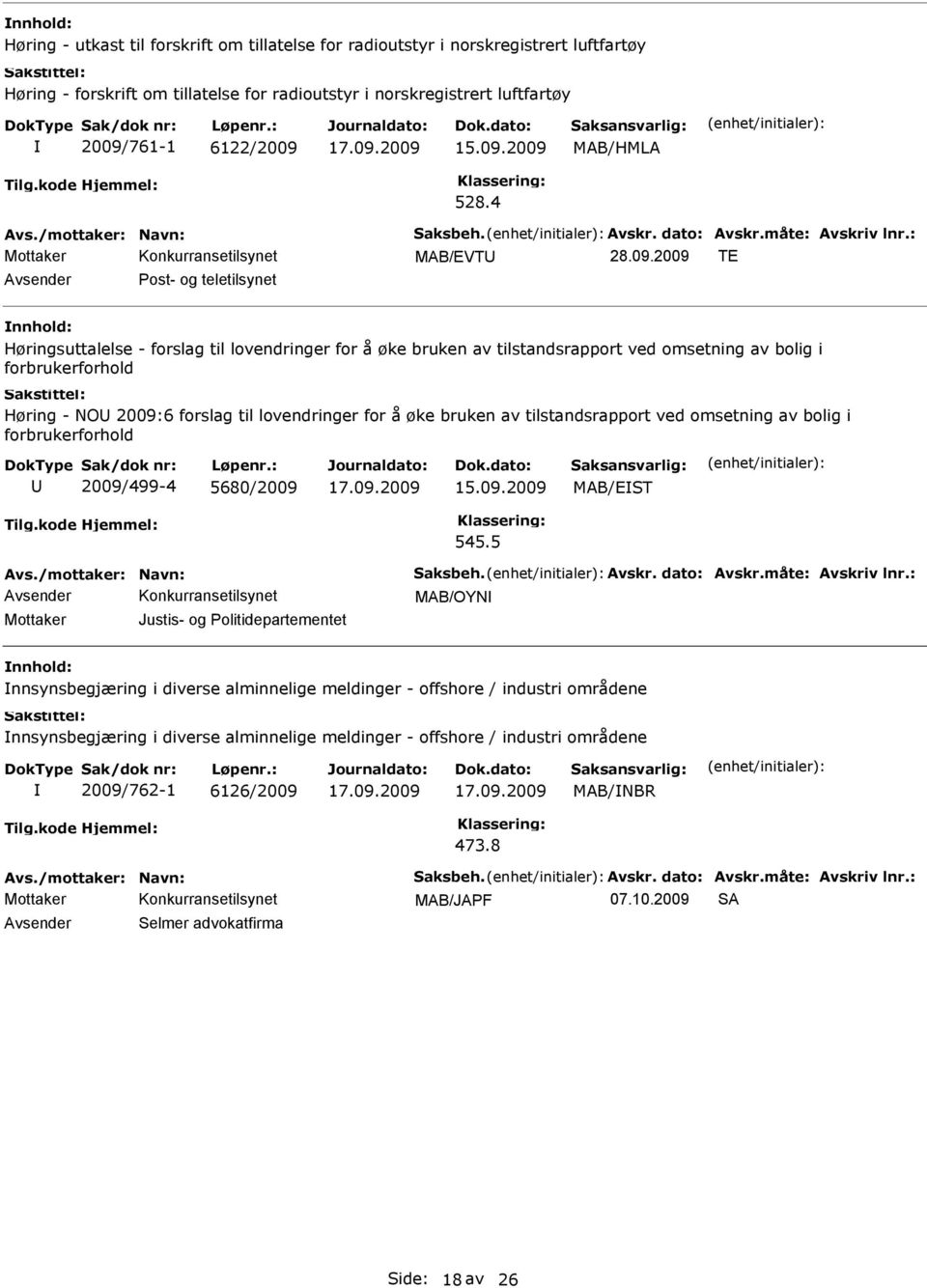 lovendringer for å øke bruken av tilstandsrapport ved omsetning av bolig i forbrukerforhold 2009/499-4 5680/2009 MAB/EST 545.