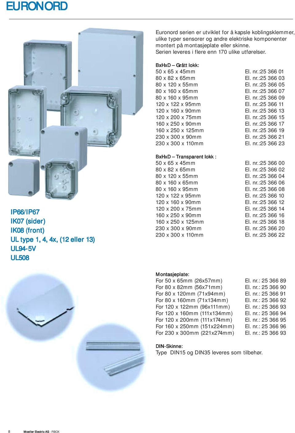 nr.:25 366 09 120 x 122 x 95mm El. nr.:25 366 11 120 x 160 x 90mm El. nr.:25 366 13 120 x 200 x 75mm El. nr.:25 366 15 160 x 250 x 90mm El. nr.:25 366 17 160 x 250 x 125mm El. nr.:25 366 19 230 x 300 x 90mm El.