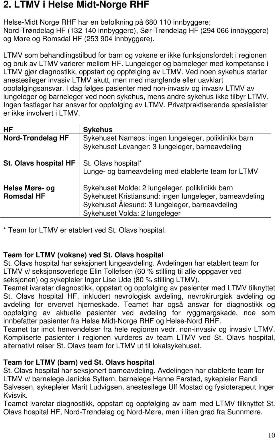 Lungeleger og barneleger med kompetanse i LTMV gjør diagnostikk, oppstart og oppfølging av LTMV.