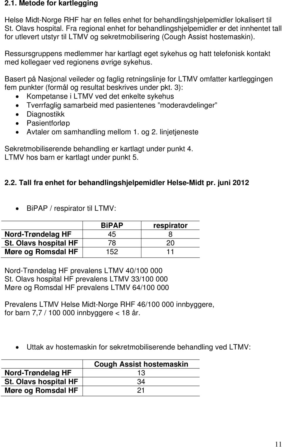 Ressursgruppens medlemmer har kartlagt eget sykehus og hatt telefonisk kontakt med kollegaer ved regionens øvrige sykehus.