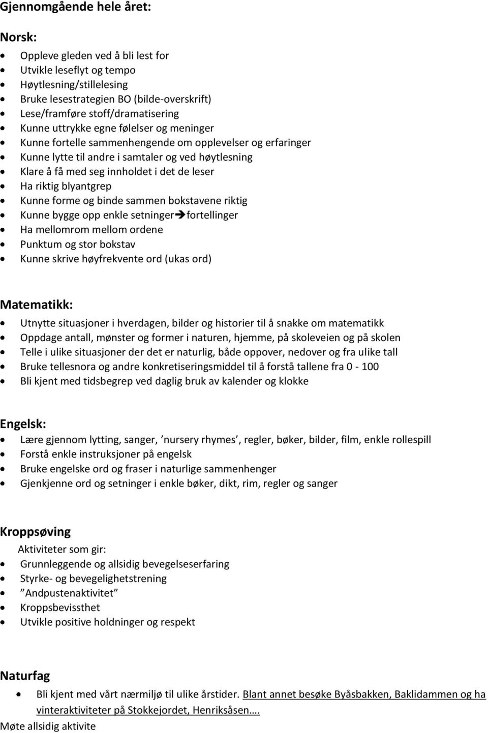 blyantgrep Kunne forme og binde sammen bokstavene riktig Kunne bygge opp enkle setninger fortellinger Ha mellomrom mellom ordene Punktum og stor bokstav Kunne skrive høyfrekvente ord (ukas ord)