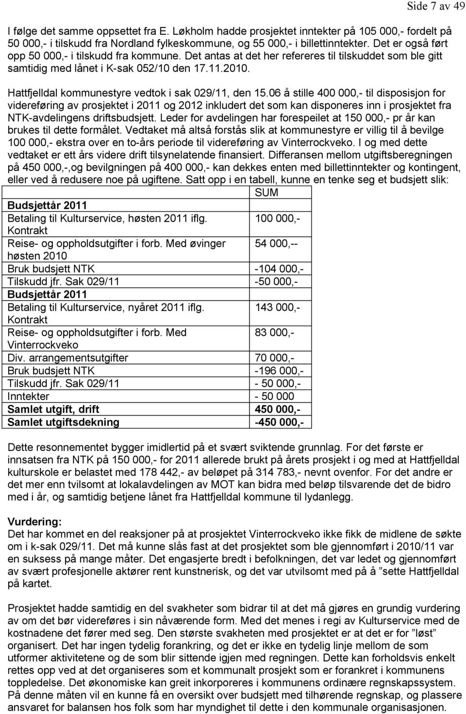 Hattfjelldal kommunestyre vedtok i sak 029/11, den 15.