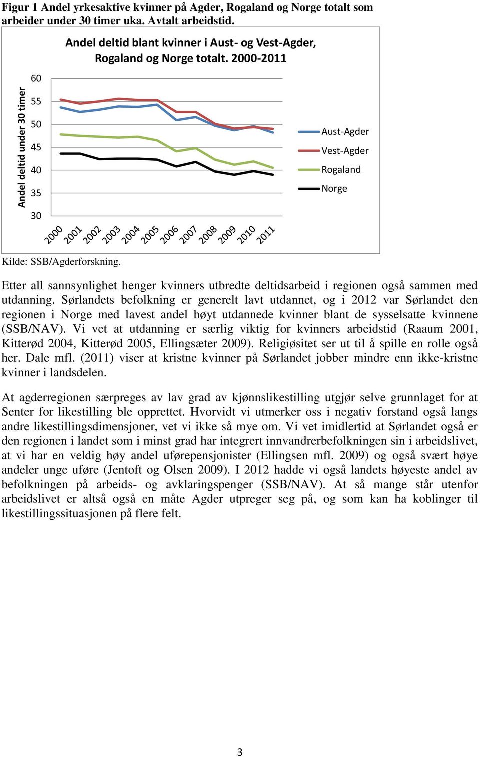 Etter all sannsynlighet henger kvinners utbredte deltidsarbeid i regionen også sammen med utdanning.