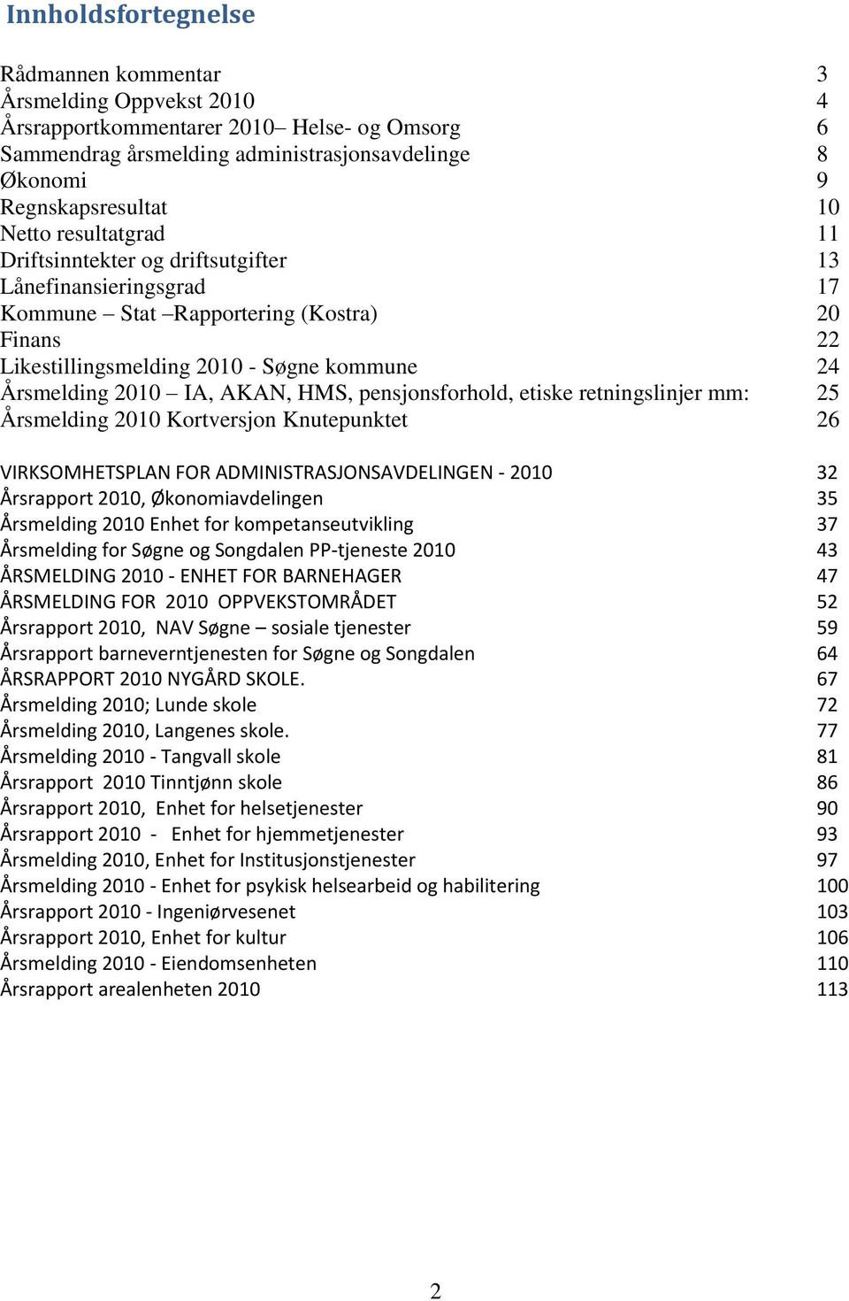 AKAN, HMS, pensjonsforhold, etiske retningslinjer mm: 25 Årsmelding 2010 Kortversjon Knutepunktet 26 VIRKSOMHETSPLAN FOR ADMINISTRASJONSAVDELINGEN - 2010 32 Årsrapport 2010, Økonomiavdelingen 35