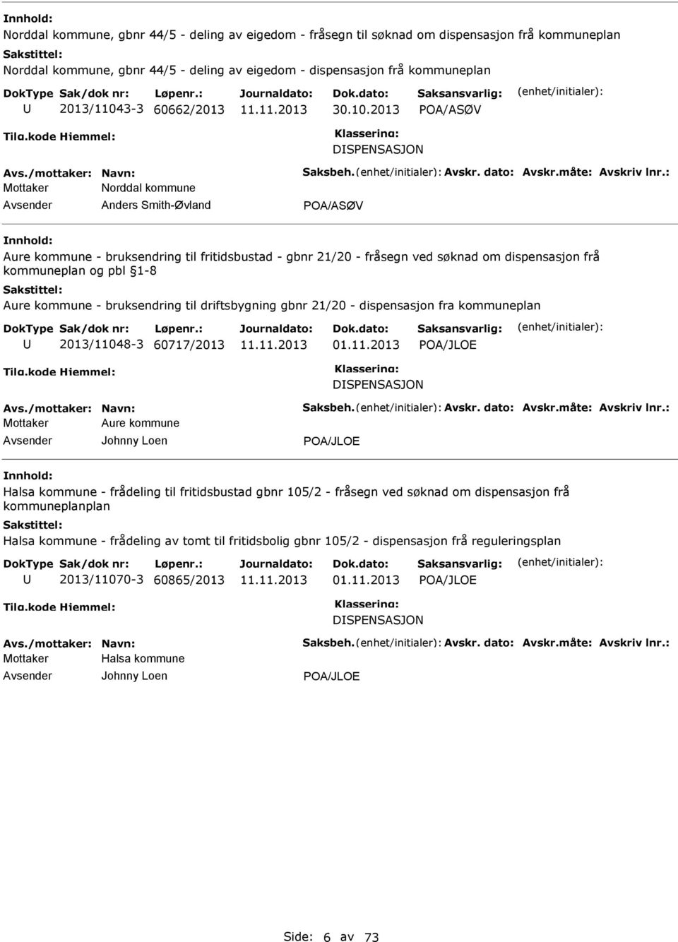 : Mottaker Norddal kommune Anders Smith-Øvland POA/ASØV Aure kommune - bruksendring til fritidsbustad - gbnr 21/20 - fråsegn ved søknad om dispensasjon frå kommuneplan og pbl 1-8 Aure kommune -