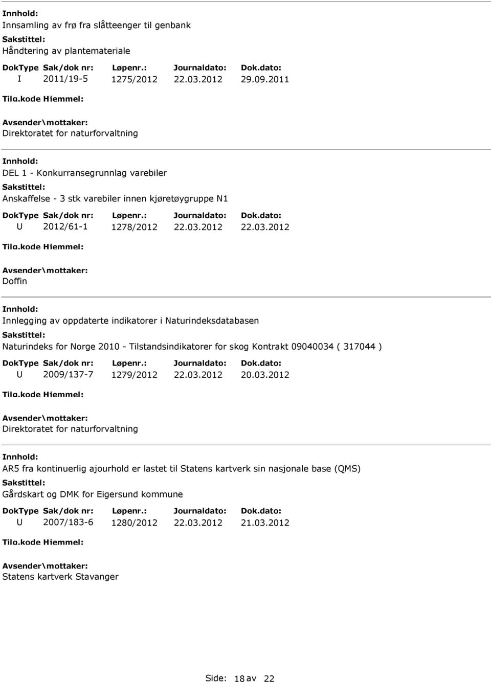 nnlegging av oppdaterte indikatorer i Naturindeksdatabasen Naturindeks for Norge 2010 - Tilstandsindikatorer for skog Kontrakt 09040034 ( 317044 ) 2009/137-7