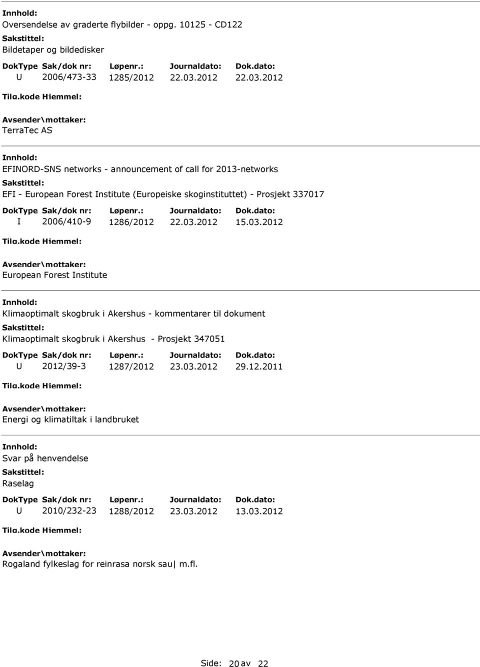 nstitute (Europeiske skoginstituttet) - Prosjekt 337017 2006/410-9 1286/2012 15.03.