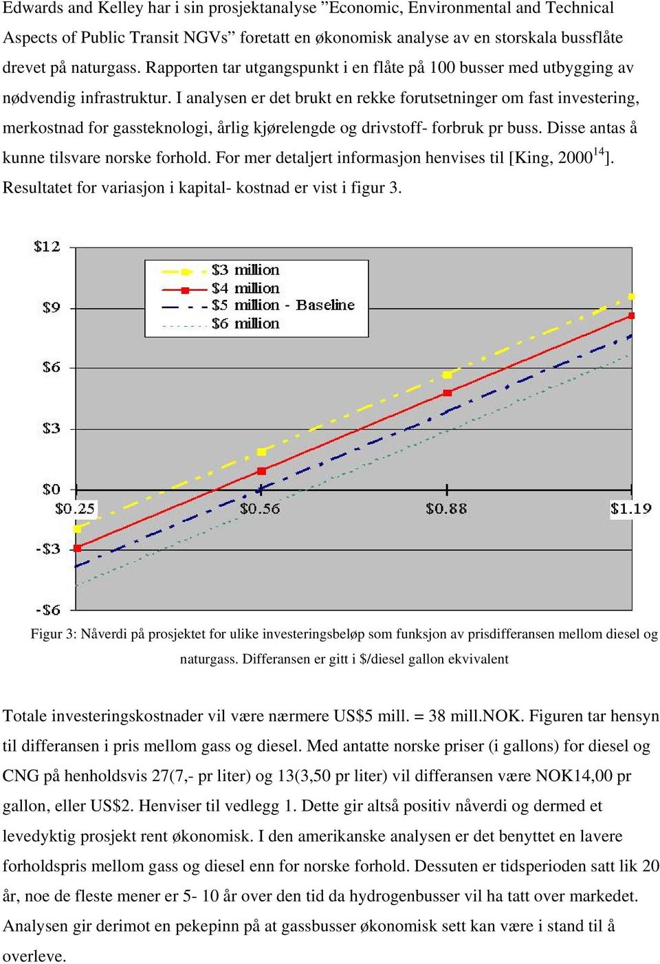 I analysen er det brukt en rekke forutsetninger om fast investering, merkostnad for gassteknologi, årlig kjørelengde og drivstoff- forbruk pr buss. Disse antas å kunne tilsvare norske forhold.