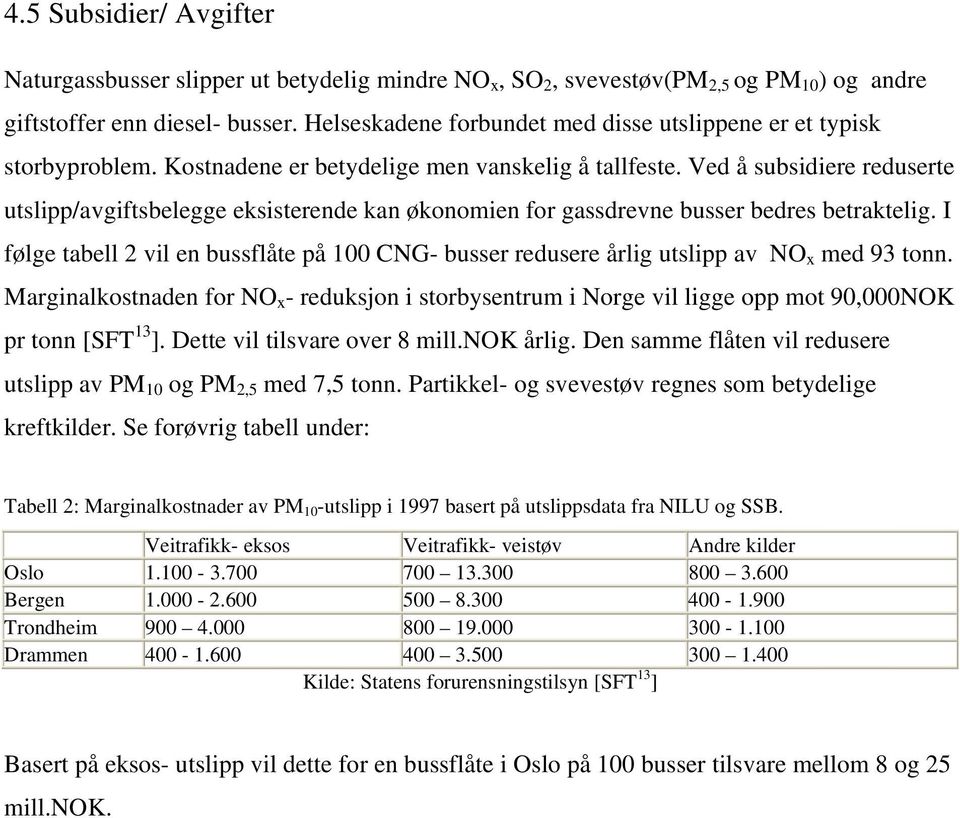 Ved å subsidiere reduserte utslipp/avgiftsbelegge eksisterende kan økonomien for gassdrevne busser bedres betraktelig.