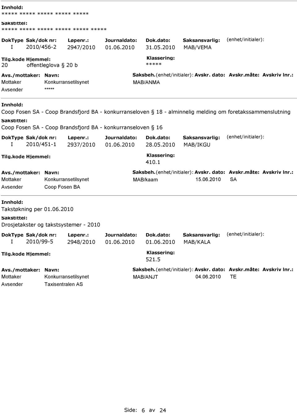 konkurranseloven 16 2010/451-1 2937/2010 28.05.2010 MAB/KG 410.1 MAB/kaam 15.06.