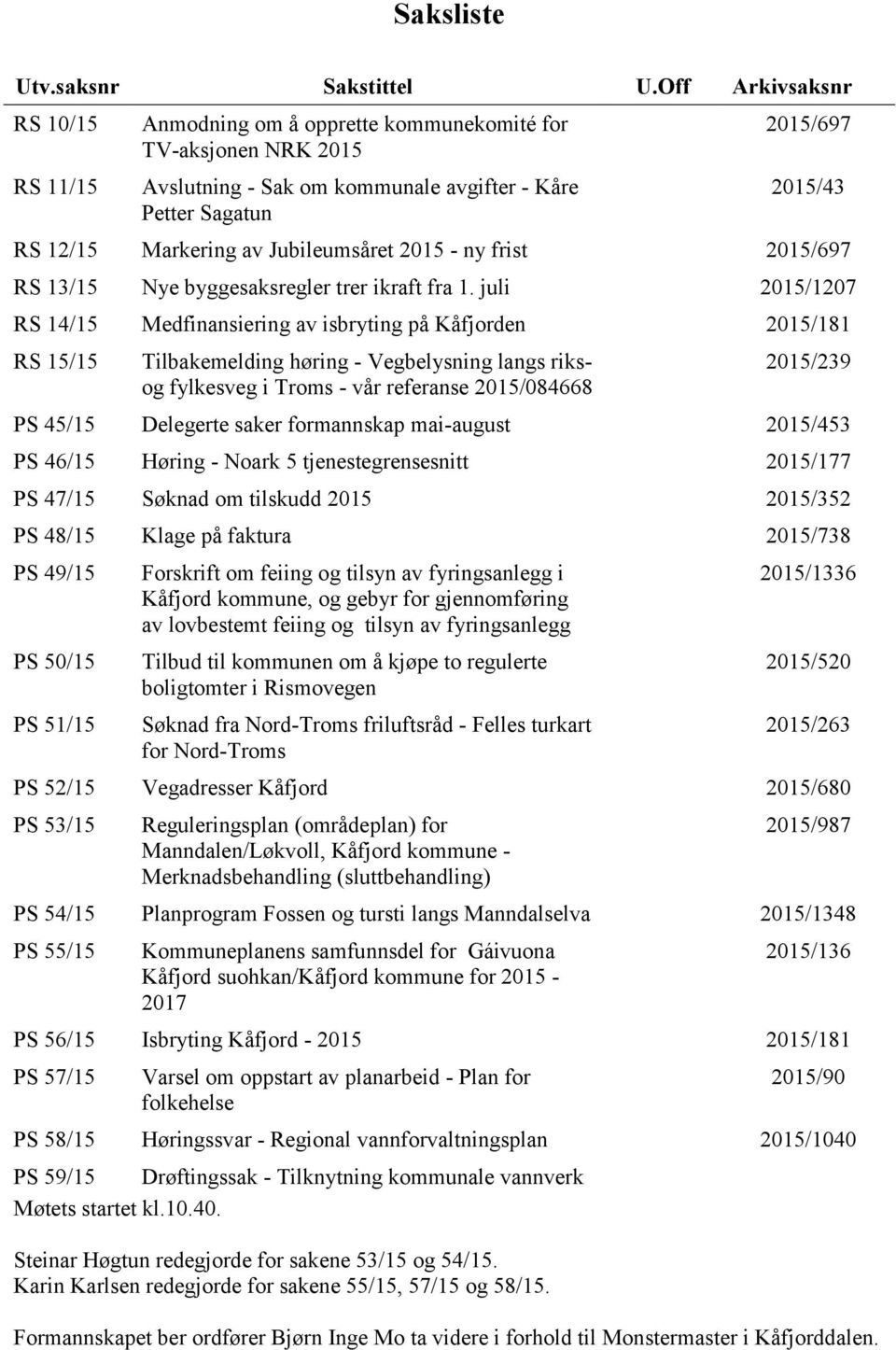 Jubileumsåret 2015 - ny frist 2015/697 RS 13/15 Nye byggesaksregler trer ikraft fra 1.