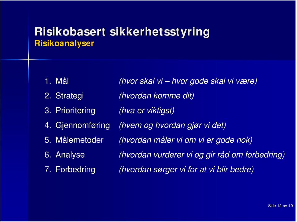 Gjennomføring (hvem og hvordan gjør vi det) 5.