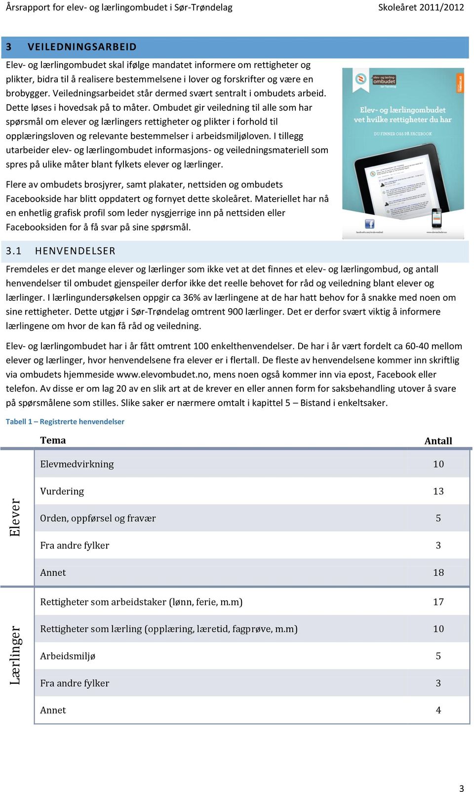 Ombudet gir veiledning til alle som har spørsmål om elever og lærlingers rettigheter og plikter i forhold til opplæringsloven og relevante bestemmelser i arbeidsmiljøloven.