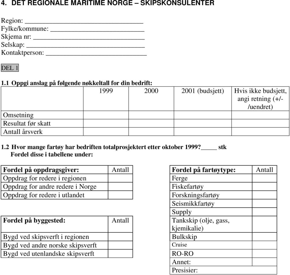 stk Fordel disse i tabellene under: Fordel på oppdragsgiver: Antall Fordel på fartøytype: Antall Oppdrag for redere i regionen Ferge Oppdrag for andre redere