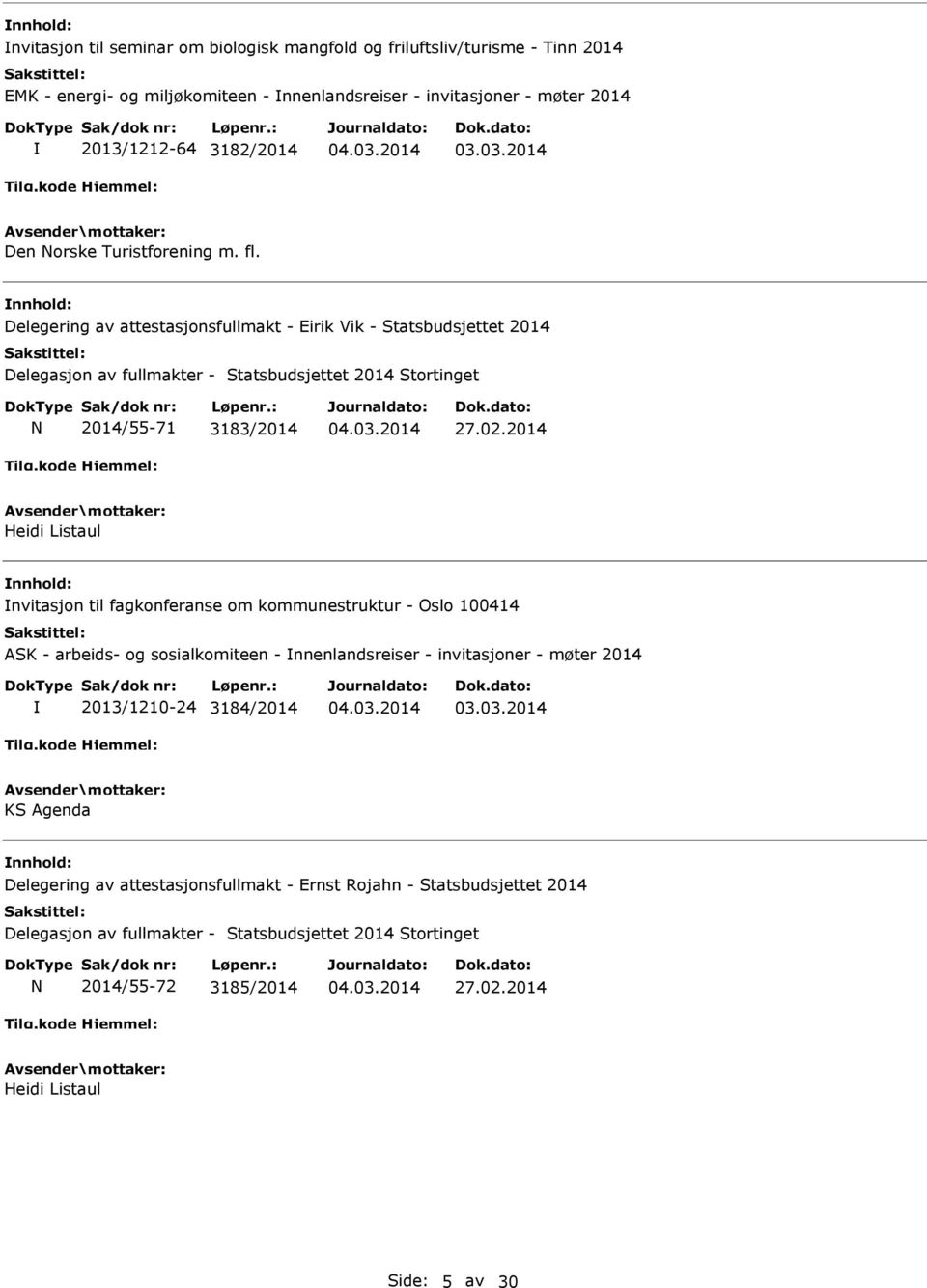 Delegering av attestasjonsfullmakt - Eirik Vik - Statsbudsjettet 2014 2014/55-71 3183/2014 nvitasjon til fagkonferanse om kommunestruktur - Oslo