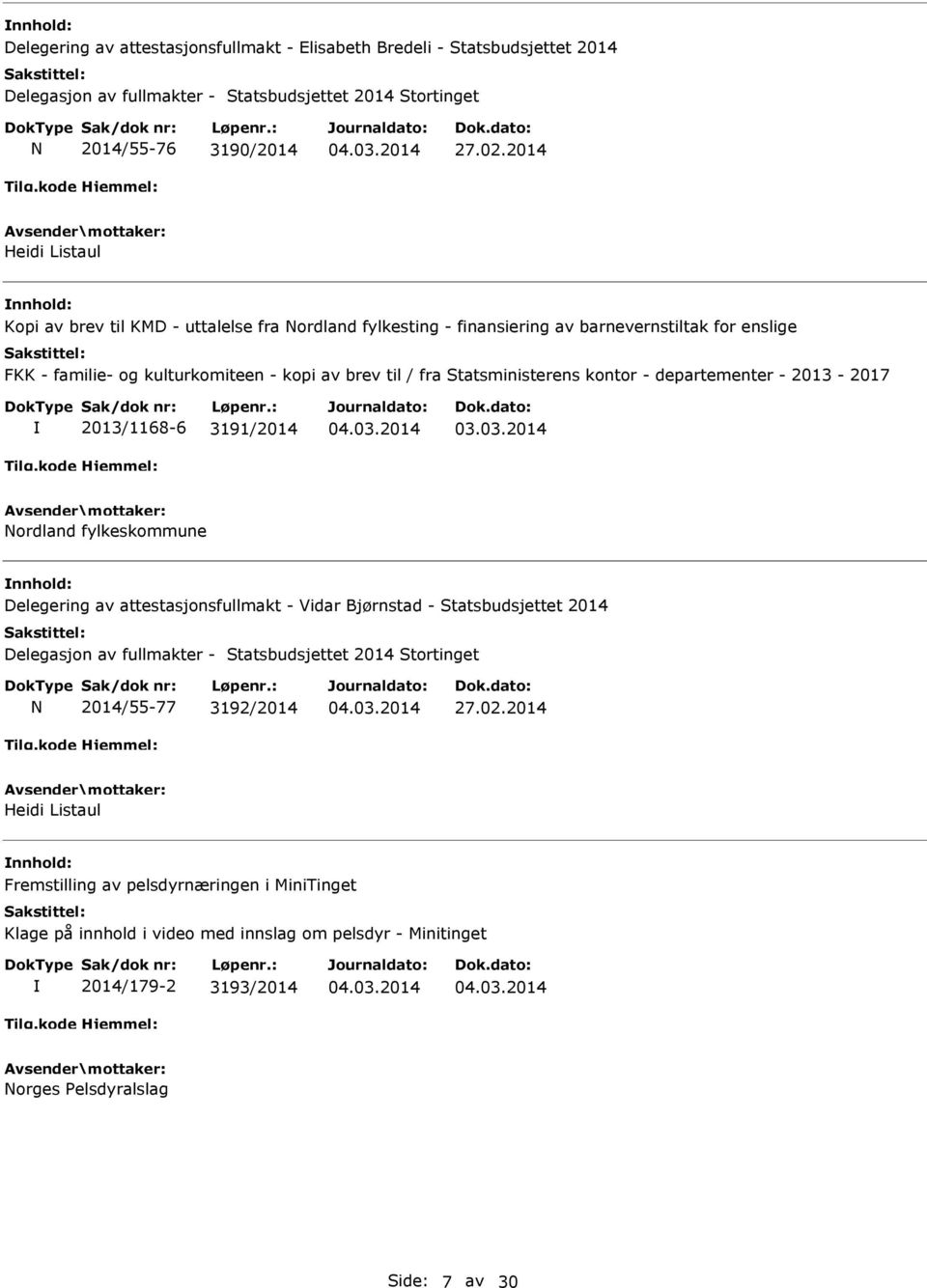 departementer - 2013-2017 2013/1168-6 3191/2014 ordland fylkeskommune Delegering av attestasjonsfullmakt - Vidar Bjørnstad - Statsbudsjettet 2014