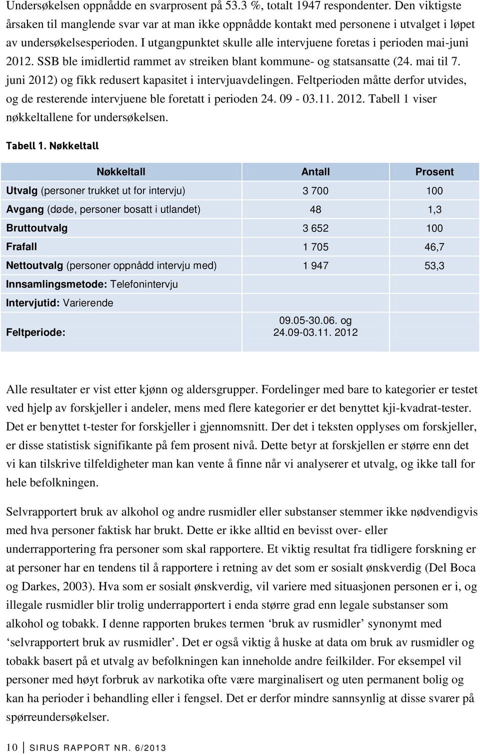 I utgangpunktet skulle alle intervjuene foretas i perioden mai-juni 212. SSB ble imidlertid rammet av streiken blant kommune- og statsansatte (24. mai til 7.