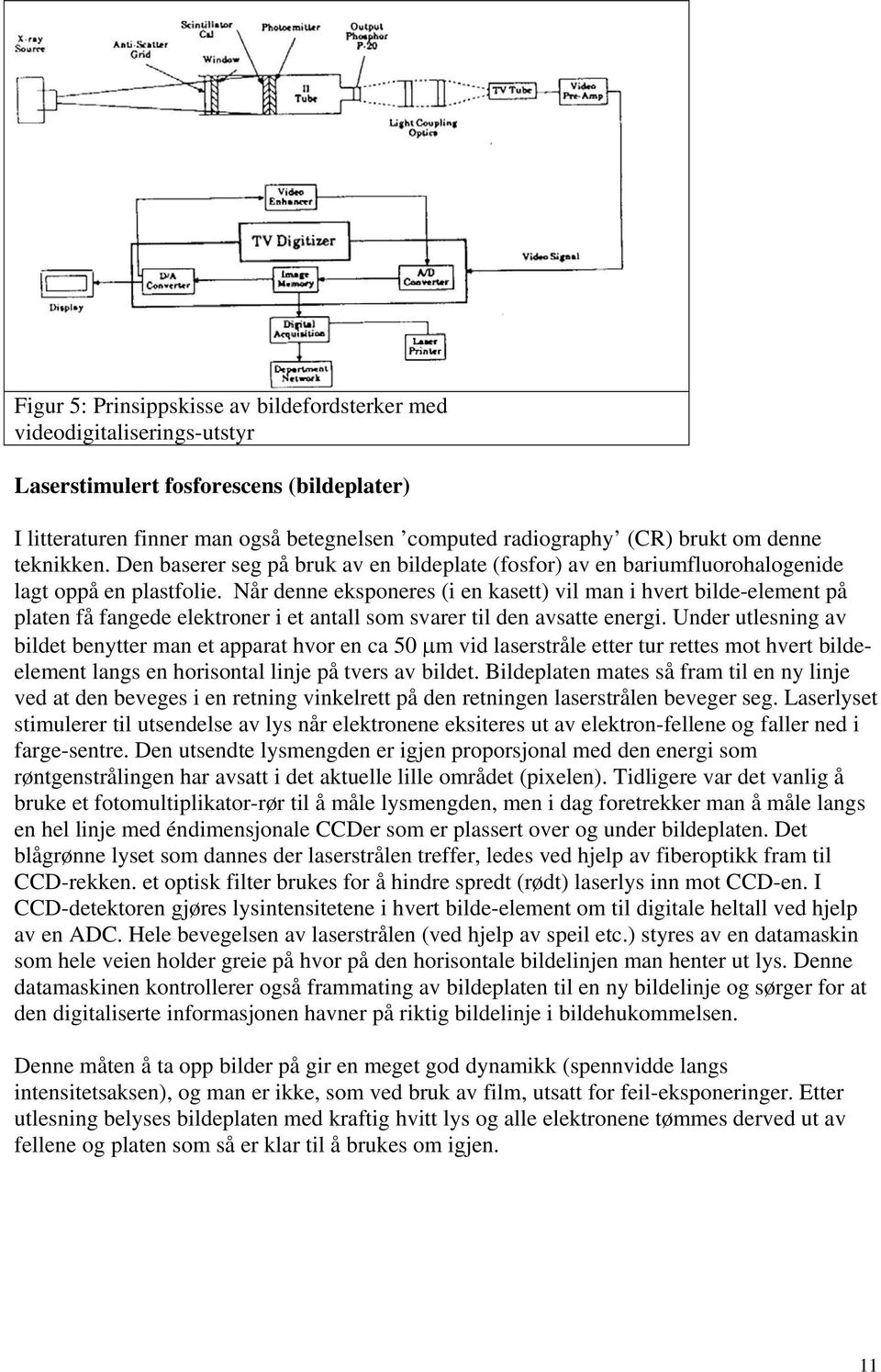 Når denne eksponeres (i en kasett) vil man i hvert bilde-element på platen få fangede elektroner i et antall som svarer til den avsatte energi.