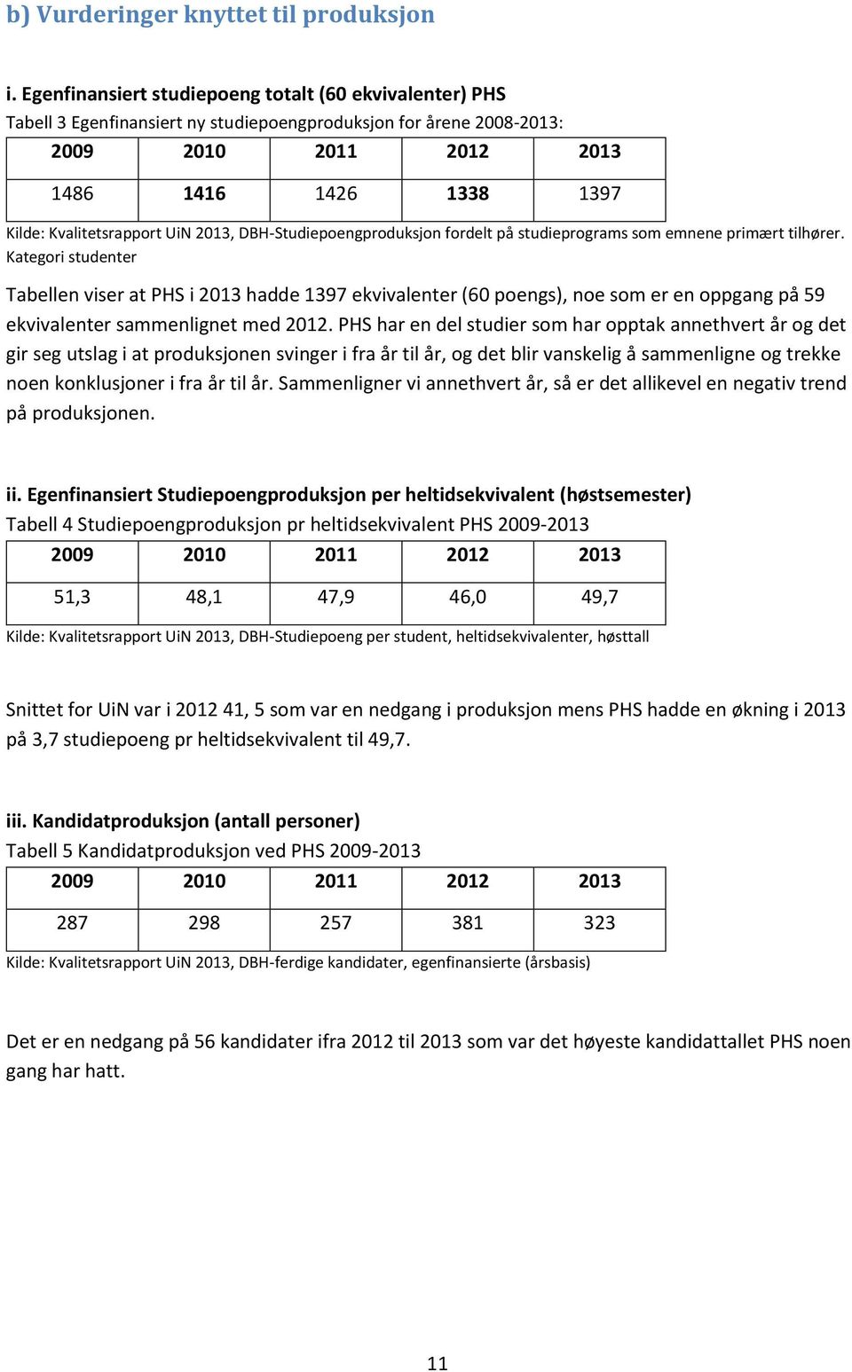 UiN 2013, DBH-Studiepoengproduksjon fordelt på studieprograms som emnene primært tilhører.