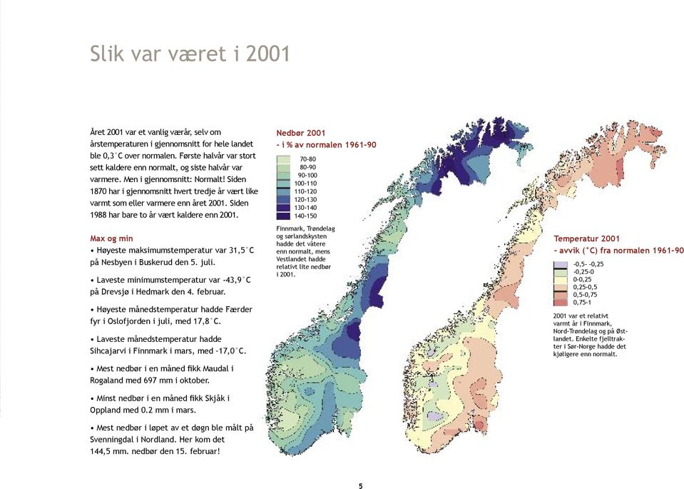 Siden 1870 har i gjennomsnitt hvert tredje år vært like varmt som eller varmere enn året 2001. Siden 1988 har bare to år vært kaldere enn 2001.