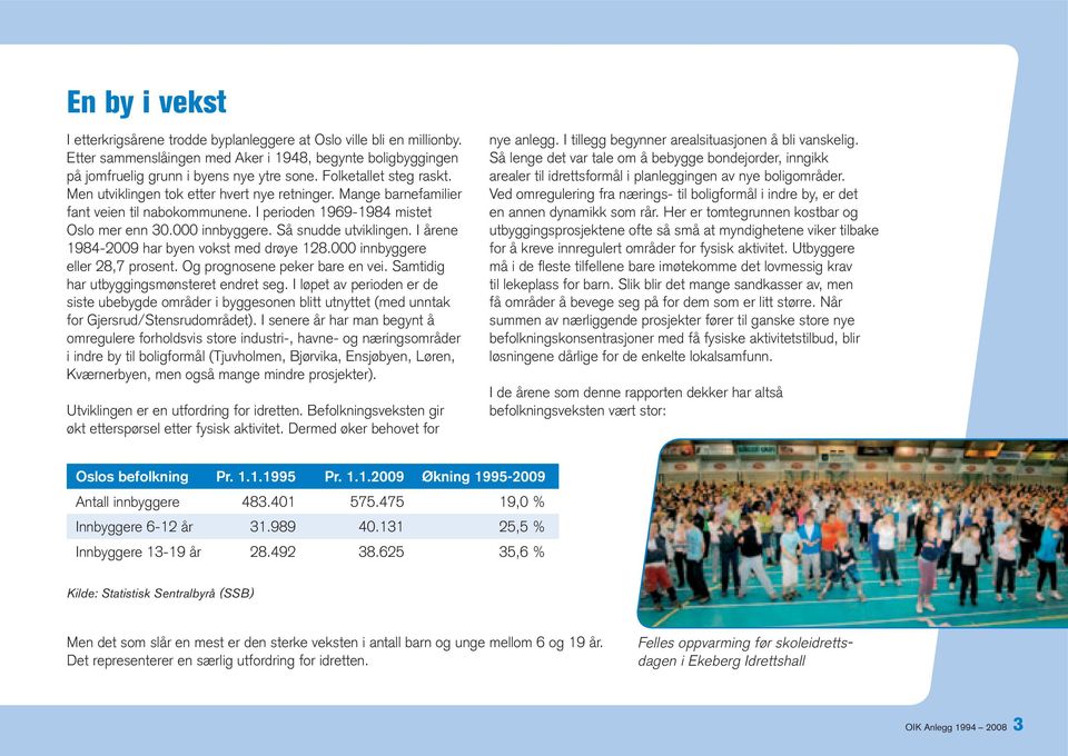 Så snudde utviklingen. I årene 1984-2009 har byen vokst med drøye 128.000 innbyggere eller 28,7 prosent. Og prognosene peker bare en vei. Samtidig har utbyggingsmønsteret endret seg.