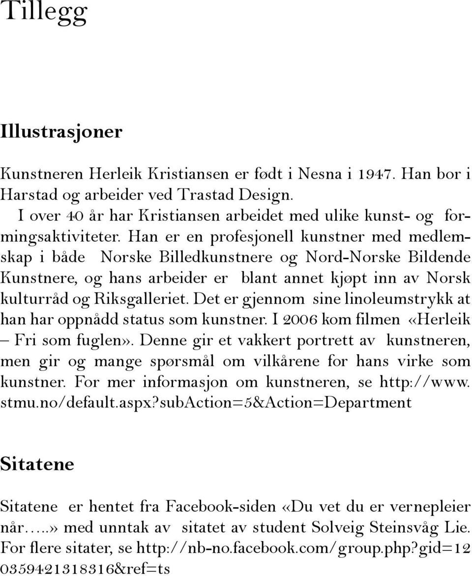 Han er en profesjonell kunstner med medlemskap i både Norske Billedkunstnere og Nord-Norske Bildende Kunstnere, og hans arbeider er blant annet kjøpt inn av Norsk kulturråd og Riksgalleriet.