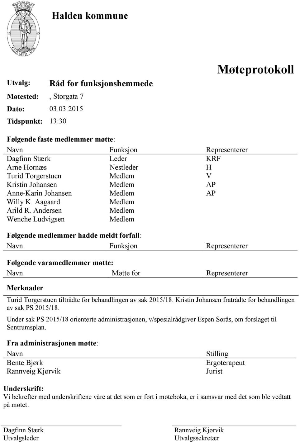 Kristin Johansen Medlem AP Anne-Karin Johansen Medlem AP Willy K. Aagaard Medlem Arild R.