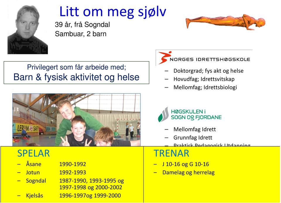 1993-1995 og 1997-1998 og 2000-2002 Kjelsås 1996-1997og 1999-2000 Mellomfag Idrett Grunnfag Idrett Praktisk Pedagogisk Utdanning